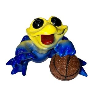 Vintage Rare Kitty Critters Blue & Yellow Frog with Basketball